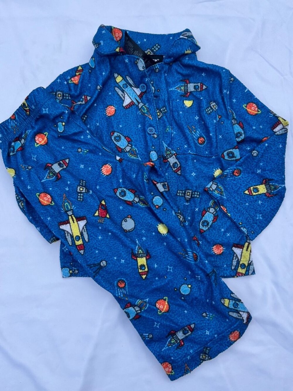 Boys 18M Joe Boxer Fleece Pyjama Set — Space Rocket Print — GUC